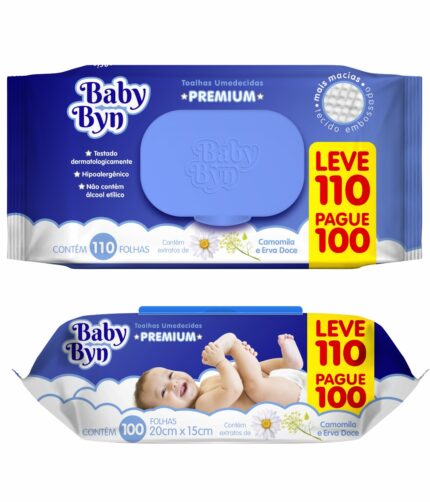 Toalha Umedecida Baby Byn Premium Leve 110 - Pague 100